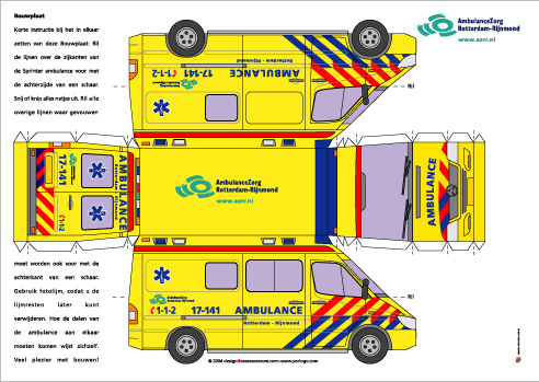 bouwplaat ambulance volkswagen sprinter Bastelbogen Papiermodelle