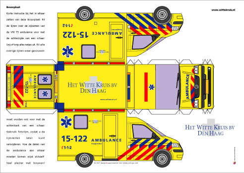 bouwplaat ambulance volkswagen sprinter Bastelbogen Papiermodelle