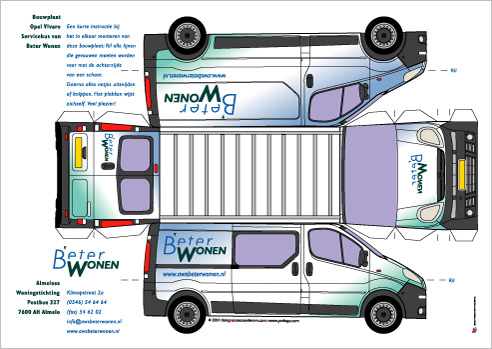 Bouwplaat Opel Vivaro Bestelbus Bastelbogen Papiermodelle